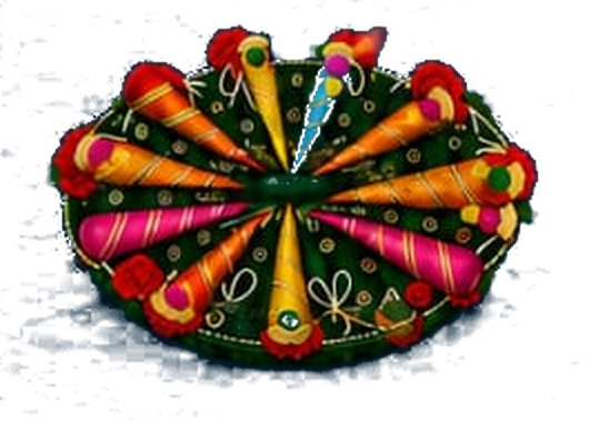 Decorated mehendi cones arranged on a platter
